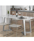 Built Tough V Shaped Table Legs In Sleek Matte Black With Adjustable Leveling Feet And 28 Inch Height for a dining table setup.
