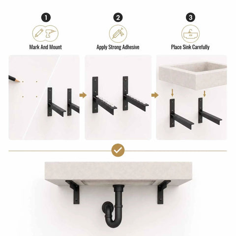 Installation steps for Calacatta Viola Marble Sink with Sculpted Backsplash, Fluted Vanity Washbasin, Hand-Carved Natural Stone Bathroom Basin.