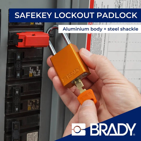 Heavy Duty Aluminum Green SafeKey Lockout Tagout Padlock With One Point Five Inch Steel Shackle And Unique Keyed Different Linear Lock Design That Packs Serious Security For The Worksite