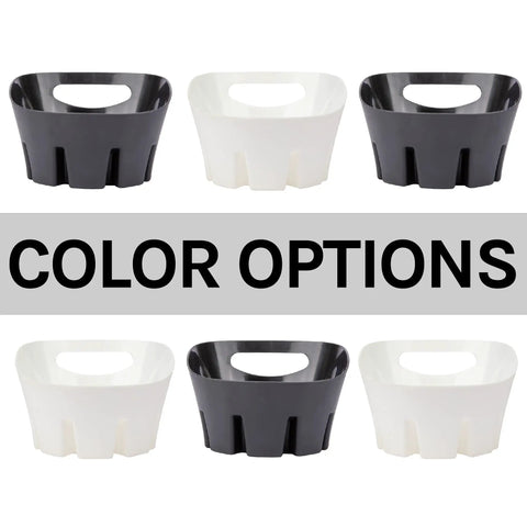 Black and white color options for Universal Black Plastic Drip Tray for Toilet Plungers With Easy Grip Handle Keeps Bathroom Floors Clean
