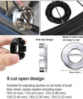 Close-up of spoke wrenches from Spoke Tension Meter And Wrench Kit For Bikes 8 Piece Pro Wheel Repair Set showing open-cut design and sizes.