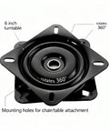 6 Inch Beefy Heavy Duty Swivel Plate With Solid Ball Bearing Ring And Full Ball Design For Ultra Smooth 360 Degree Rotation