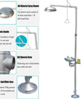 Emergency Eyewash Station Kit For Quick Eye And Body Rinses, 304 stainless steel eyewash and shower combo, side view features