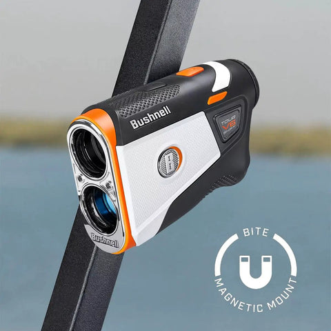 Tour Shift Laser Golf Rangefinder With Slope Compensation and PinSeeker 6X Magnification 1300 Yard Range Magnetic Mount