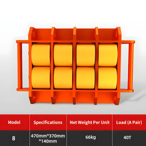 Heavy Duty Electric Machinery Skate Dolly That Is Totally Sick For Moving Gears Up To 60 Ton With Remote Control and Smooth Wheels, front view.