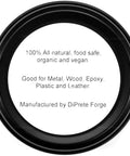 Straight Up Knife Steel Wax And Rust Preventative Coating For Stainless Carbon And Damascus Blades Cleans Protects And Keeps Edges Slick With Dope Organic Food Safe Formula Made In Usa For Top Tier Gear Heads lid showing 100% natural and vegan ingredients