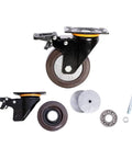 Premium Heavy Duty 125Mm Polyurethane Swivel Castor Wheels For Office Chair Industrial Trolley Furniture Built Like A Tank No Sweat Hardware Setup Replacement viewed from side with black and brown colors.