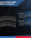 Half Inch Impact Socket Set 15 Piece Metric 10 24 mm Deep Sockets Six Point Drive For Impact Wrench Chrome Vanadium Cr V