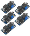 Five-pack of XL6009 DC-DC Buck Boost Power Module Bundle for Solar Panels, 4A 400KHz Adjustable Regulator, circuit boards displayed.