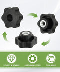 Heavy Duty Plastic Clamping Knobs Set With Brass Core, M10 Female Thread, Knurled Hexagon Star Knobs, 1.9 Inch Head Diameter