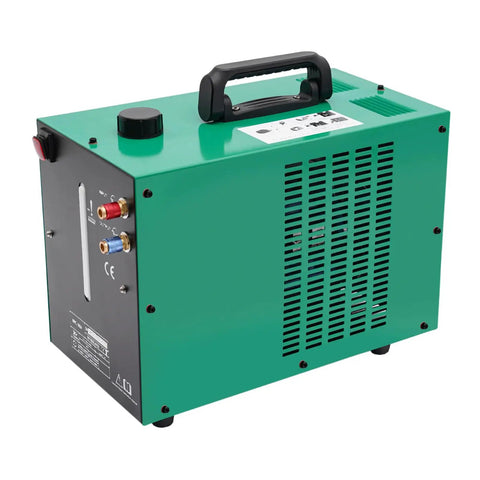 Heavy Duty Tig Welder Water Cooler System Wrc-300a 8 Gallon Tank with rear view showcasing connections and handle.