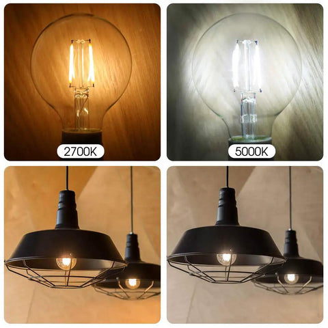 Dimmable LED Edison Bulb G25 Globe Clear Glass 40W Equivalent 2700K Soft White E26 Base ETL Listed Christmas Lighting 6 Pack