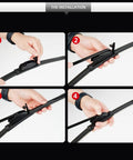 Installation steps for Top Tier Front Windshield Wiper Blades Two Pack Fit Lexus Es 2013 To 2025 with hands showing adjustments.