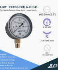 Image of Low Capsule 0 To 30 Inches Water Column Pressure Gauge With Two And One Half Inch Dial And One Quarter Inch NPT Lower Mount