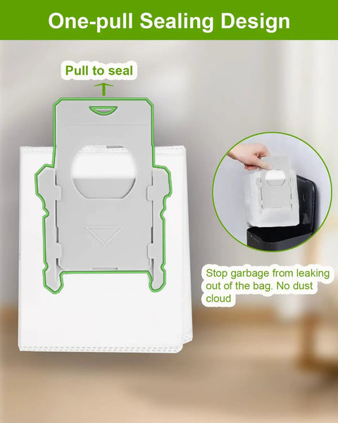 One-pull sealing design of Eight Pack Replacement Vacuum Bags For Roomba I J S Series Compatible With I7 I7Plus I8 I8Plus I3