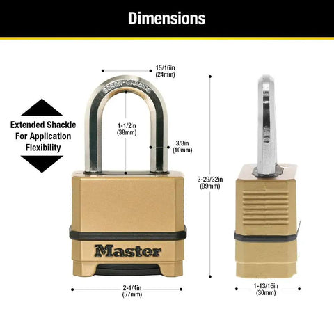 Heavy Duty Weatherproof Padlock With Resettable 4 Digit Combination For Outdoor Gates Sheds And Storage Brass Finish Tough As Nails Built To Last Durable Lock For Backyards And Fences