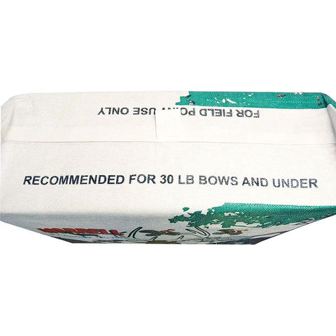 Youth Archery Bag Target For 18 Pound Practice, Field Point Arcade Target top view with text recommended for 30 lb bows and under