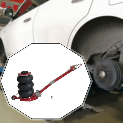 Heavy Duty Airbag Jack For Daily Drivers And Pickups Features Rapid Pump Design With Tough 3 Ton Capacity in garage setting.