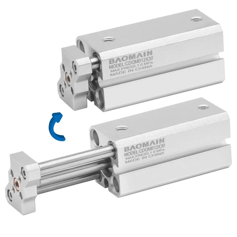 Compact Pneumatic Air Cylinder With 12mm Bore And 30mm Stroke Guide Rod Type Direct Mount Double Acting Magnet Included CDQMB12 30 image