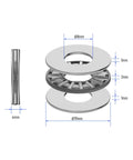 Diagram of Thrust Needle Roller Bearings With Washers Set 10 Pcs AXK0819 2AS 8mm Bore, 19mm OD, 4mm Thick; side and exploded views shown.