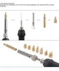 TS100 TS101 Soldering Iron Tips Kit With Brass M2 To M8 Heat Set Inserts Replacement Tips For TS100 And TS101 DIY 3D Printer Hot End Accessories Pro Grade Heat Transfer And Easy Tip Swaps displayed with iron and connectors