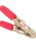 Heavy Duty A Shape Earth Wire Clamp For Electric Argon Arc Welding Plie With 260A Amp Brass Grounding Work Tool And Big 40mm Jaw Opening Featuring Red Safety Cover.