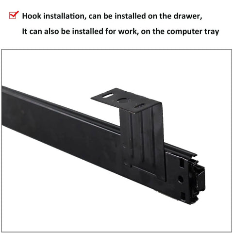 Heavy Duty Keyboard Drawer Slides 10 Or 12 Inch, Three Section Full Extension, Ball Bearing Quiet Runners, 100Lb Capacity, bracket view
