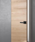 Matte black Beefy Heavy Duty Half Dummy Lever on a wooden interior door for closets and pantries, left or right handed, non locking