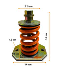 Tough As Nails Open Spring Mount Vibration Isolator With Rock Solid Six Millimeter Rubber Pad And One Inch Deflection For Heavy Equipment Drop In Ready 1320 Lb Load Rating Brown Set Of Four showing orange spring and metal base.