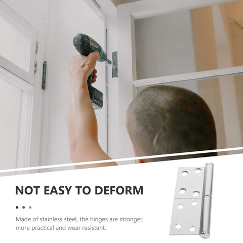 Person installing Flag Shaped Stainless Steel Door Hinges Set Six Pairs Durable And Easy To Install Decorative Hardware