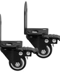 2 Inch Swivel Furniture Caster Wheels With Black Plastic Plate Silent Glide Tech Easy Swap Mount For Desks Cabinets And Luggage Carts Slick Rolling Action view showing two black plastic plate casters.