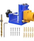 Plug And Play Pocket Hole Jig Drill Guide Fixture For Cabinet Assembly And Shelf Install With No Hassle Aluminum Body with tools and accessories.