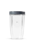 24 Ounce Tall Cup With Standard Lip Ring For Personal Blenders On The Go, BPA Free Tritan, Clear With Gray Lip Ring