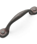 Solid Core Cabinet Pulls Set of 10 in Rustic Iron, Heavy Duty Kitchen and Furniture Hardware, 3 Inch Center to Center, side angle view