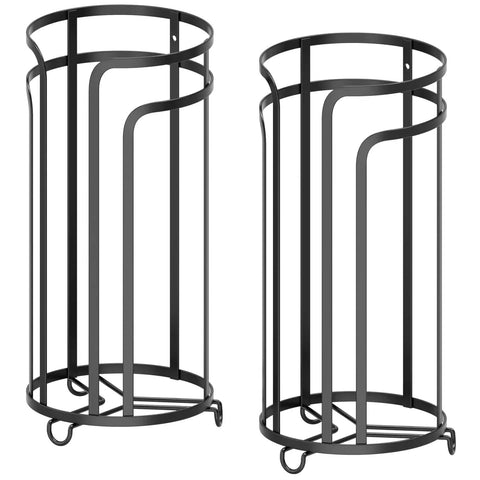 2 Pack Free Standing Toilet Paper Holder Tower For 3 Rolls Black Space Saving Workhorse Bathroom Organizer Holds Up To Three Rolls Easy To Move Perfect For Guest Bathrooms Small Spaces RVs And Campers
