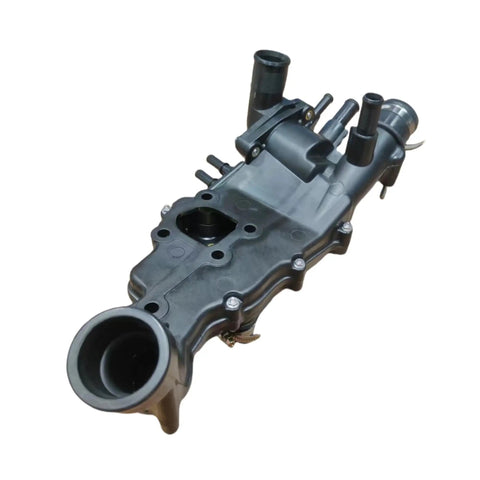 No Sweat Straight Swap Coolant Thermostat Housing Assembly For Peugeot 307 406 607, black plastic housing with ports and mounts.