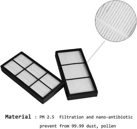 HEPA filters from Replacement Parts Kit For Roomba 800 900 Series Vacuum Cleaners With 2 Debris Extractors 6 Filters And 3 Side Brushes