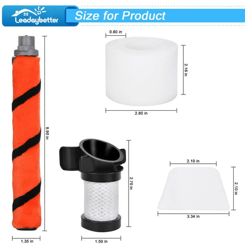 Duoclean Vacuum Filter Replacement For Shark Ion Flex Duo Clean Series And Rocket, showing sizes and components