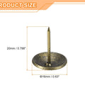 Hella Durable Upholstery Tacks Nail Pins 100 Piece Pack 16Mm Head 20Mm Shank Carbon Steel Yellow Bronze Electroplated Finish for DIY projects.