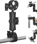 Double Clamp Umbrella Camera Pole with 360 Degree Ball Head and Magic Socket Arm on metal bar