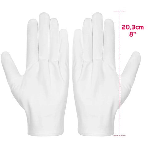 White Cotton Gloves Set For Women And Men All Day Comfort Breathable 70 30 Cotton Polyester Blend One Size Fits Most Three Pairs