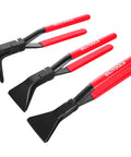 Three Piece Hand Seamer Set For Sheet Metal Bending With Straight 45 Degree And 90 Degree Jaws Two And Three Eighths Inch Wide Pliers