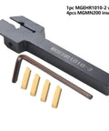 Lathe Tool Holder System For 10mm MGEHR1010 Turning Tools With Four MGMN200 Grooving Inserts For Rock Solid Durability Precise Metalworking And Smooth Efficient Cutting, black MGEHR1010-2 holder with 4 MGMN200 inserts