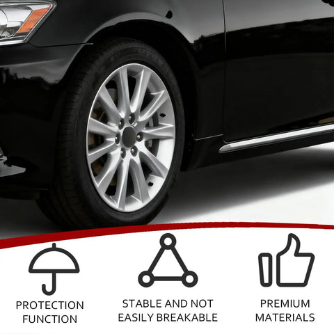 Top Notch 4 Pack Car Wheel Center Hub Covers, Tough ABS Snap In Hubcaps For Trucks Suv Pickup Rv, Universal Tight Fit For A Fresh Slick Ride Revamp Black on silver rim.