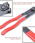 3 Piece CV Joint Boot Clamp Pliers Set with red ergonomic handles and black coated finish, ideal for auto maintenance