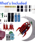 Spaceship Kit STEM Project Learn How To Solder Beginner Friendly Electronics Set With Tools Included For Teens 12 Plus And Adults To Build Real Circuits And Show Off Your Soldering Skills. parts set with LEDs, batteries, boards, and instructions