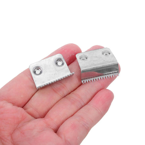Heavy Duty Tape Dispenser Cutter Blades Set, 10 Pcs Pro Grade Replacement Metal Blades For Smooth, Precise Adhesive Tape Cuts, Resistant To Warping And Wear For Office, Crafts And Home Use, two metal blades in hand