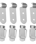 Stainless Steel Spring Toggle Latch Clasp Hasp Lock Silver Set Of 4 For Toolboxes And Cabinets Secure Easy Install Bent Hook Design showing 4 latches and 4 hooks.