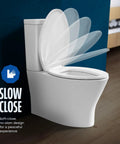 Top Tier White Plastic Elongated Toilet Seat Featuring Quick Release Hinges And Gentle Slow Close Design For No Fuss Setup On Standard Oval Bowls in use.