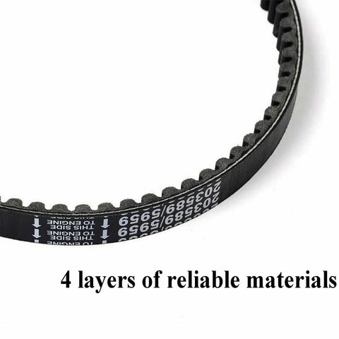 Close-up of Go Kart Drive Belt For Coleman KT196 30 Series Torque Converter 196cc Engines, showing 4-layer material construction.